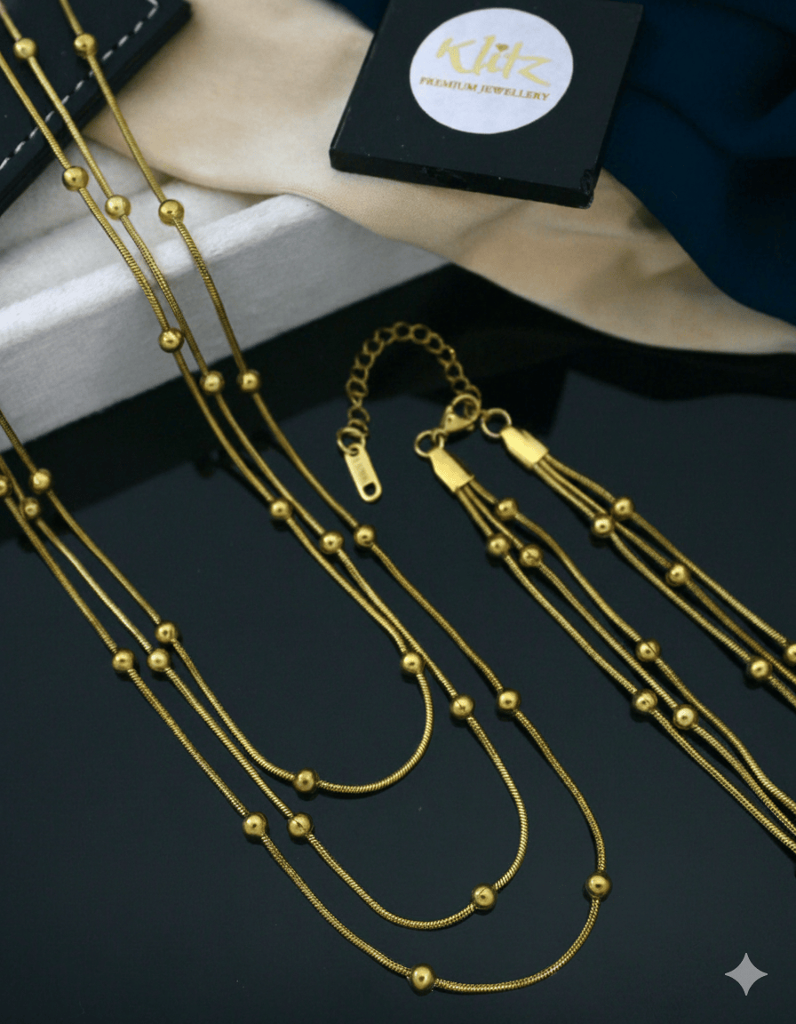 Anti Tarnish Three Layer Chain Necklace