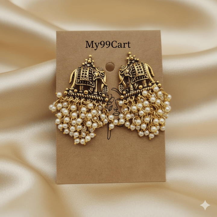 Oxidised Trendy Elephant Statement Earring