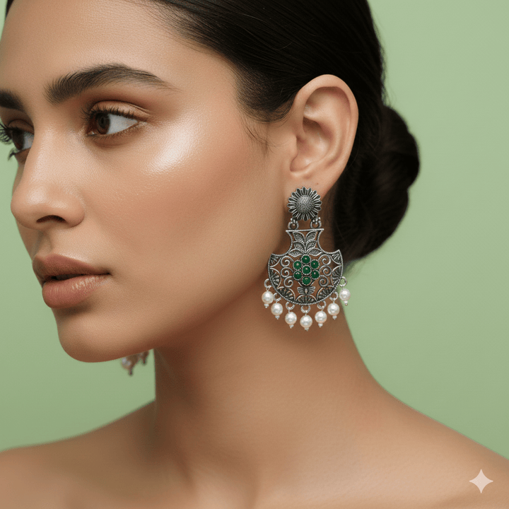 Oxidised Trendy Statement Earring
