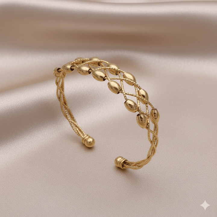 Gold Polished Fancy Bangle Bracelet