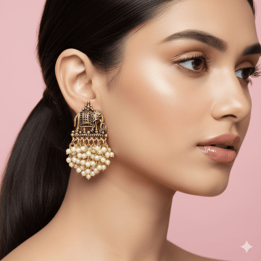 Oxidised Trendy Elephant Statement Earring
