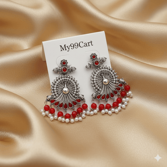 Oxidised Trendy Peacock Statement Earring