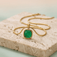 Anti Tarnish Elegant Square Green Emerald Chain Necklace