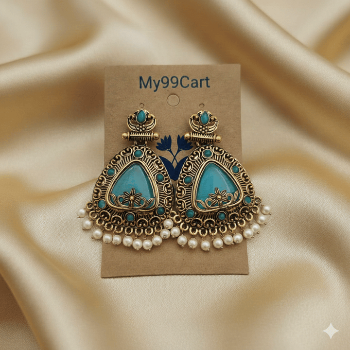 Oxidised Golden Finished Trendy Statement Earring