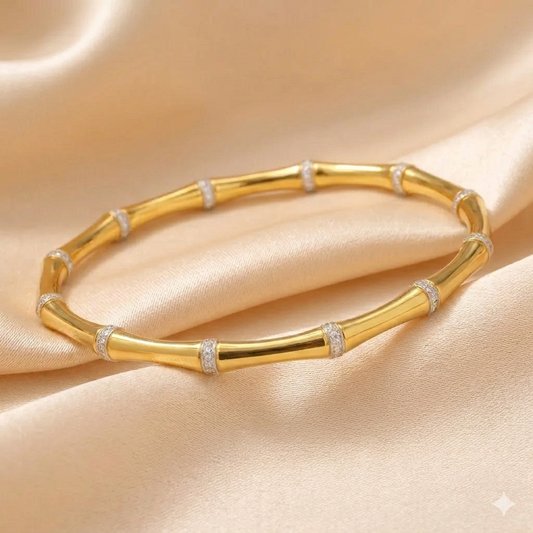 Anti Tarnish Elegant Dimond Bamboo Kada Bracelet