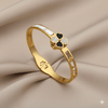 Anti Tarnish Clover Heart Bangle Bracelet
