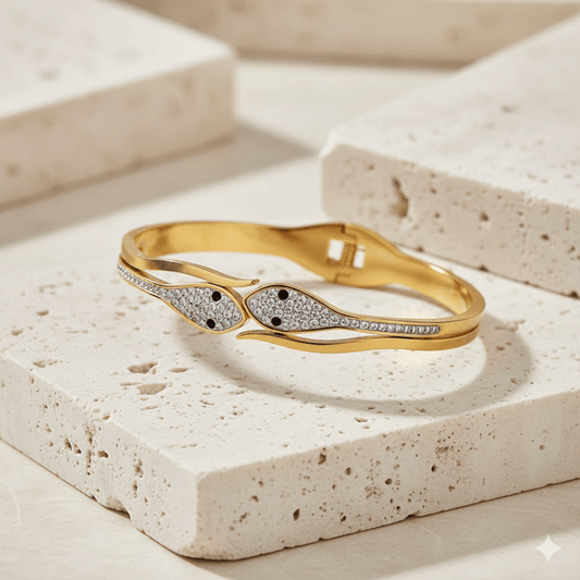 Anti Tarnish Fancy Duel Snake Bangle Bracelet
