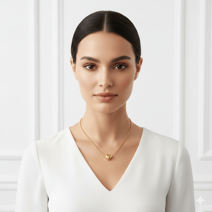 Anti Tarnish Classic Heart Chain Necklace