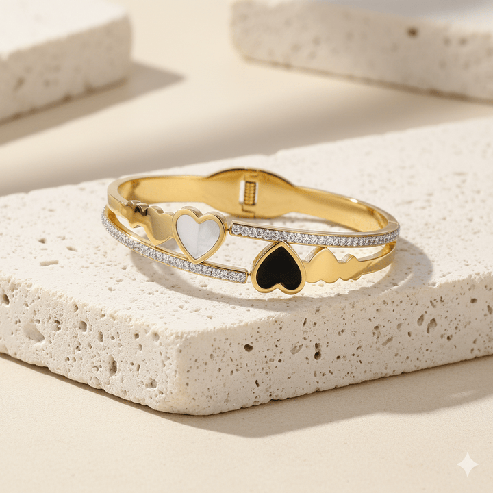 Anti Tarnish Little Hearts Bangle Bracelet