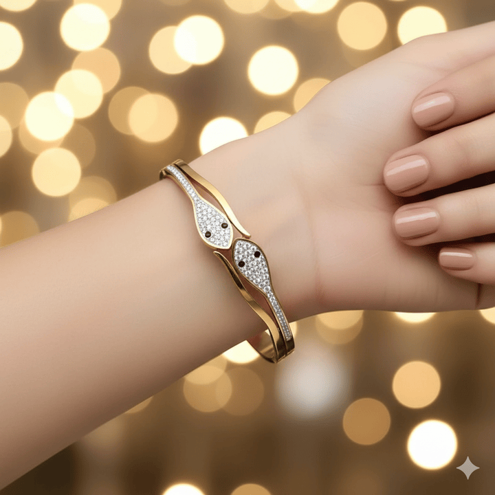 Anti Tarnish Fancy Duel Snake Bangle Bracelet