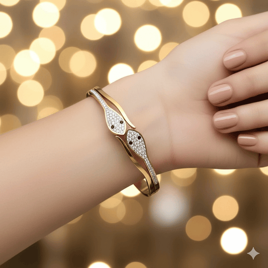 Anti Tarnish Fancy Duel Snake Bangle Bracelet