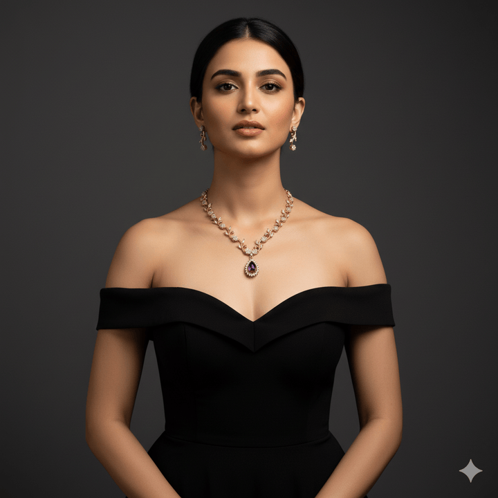 Elegant American Diamond Leaf Styled Jewelry Set