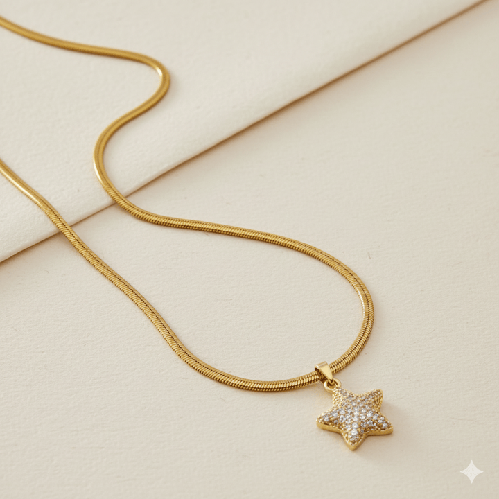 Anti Tarnish Star Pendant Chain Necklace