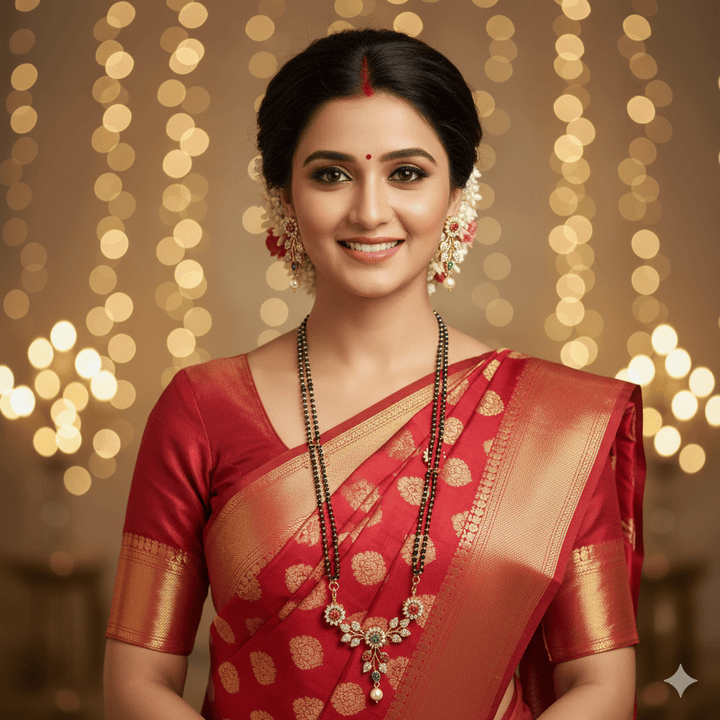 Elegant Gold Plated Ad Stone Mangalsutra With Earrings