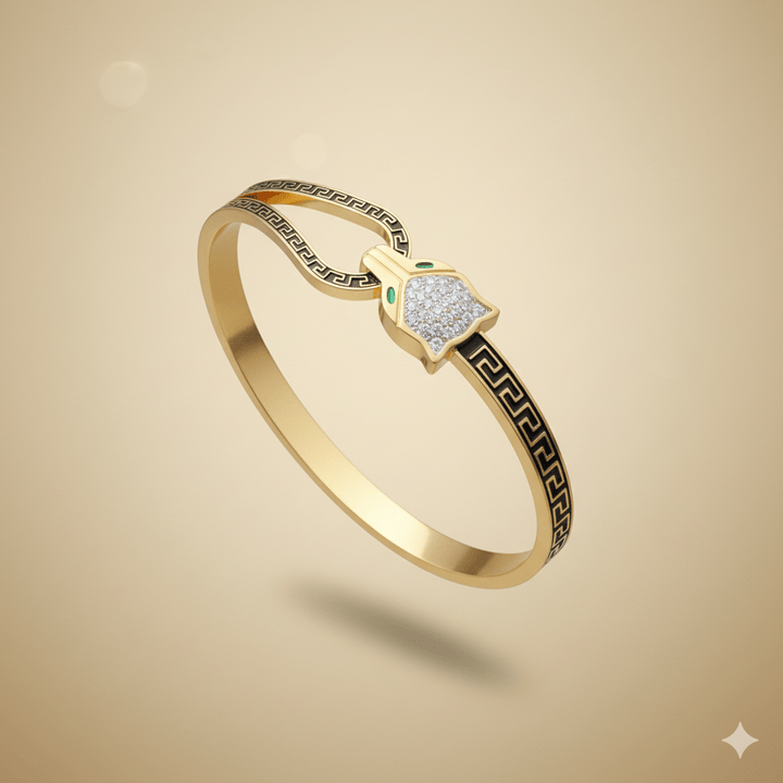 Anti Tarnish Fancy Cat Bangle Bracelet