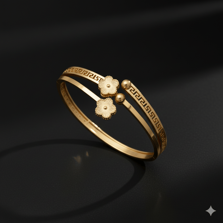 Anti Tarnish Little Flower Bangle Bracelet