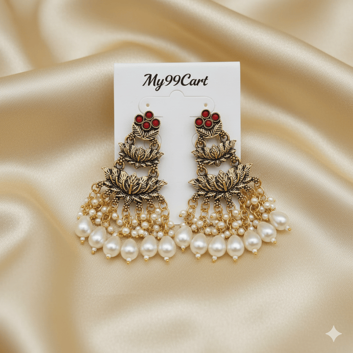 Oxidised Trendy Golden Finished Statement Earring