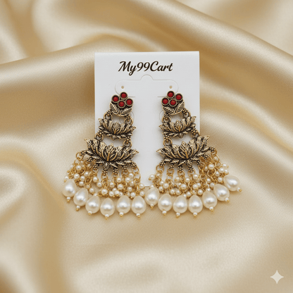 Oxidised Trendy Golden Finished Statement Earring