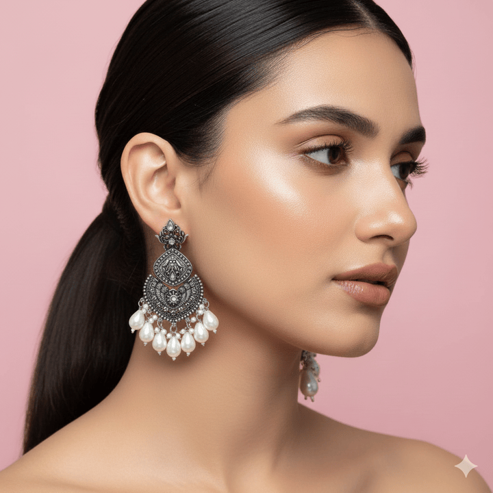 Oxidised Trendy Statement Earring