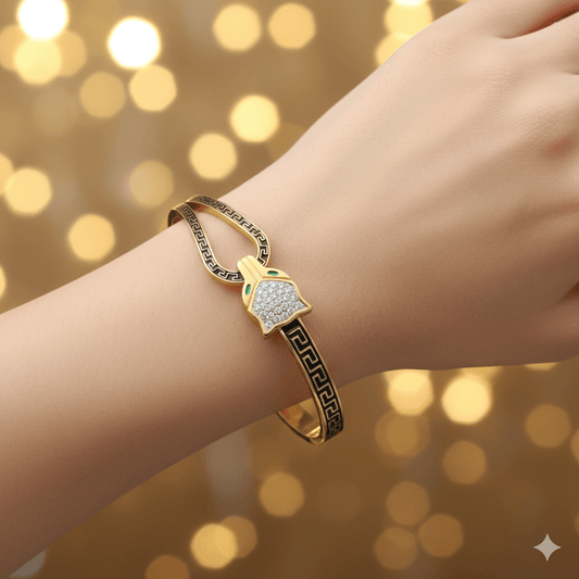 Anti Tarnish Fancy Cat Bangle Bracelet