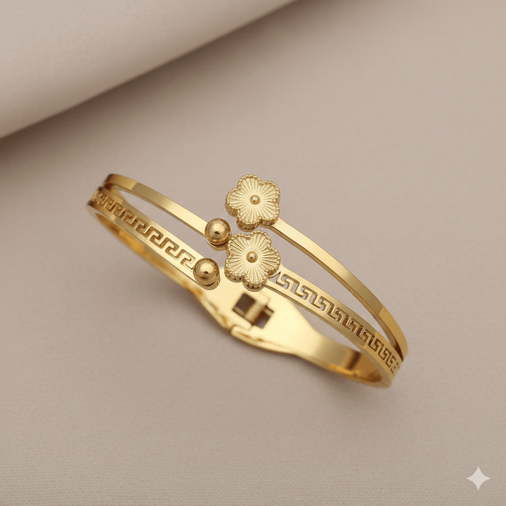 Anti Tarnish Little Flower Bangle Bracelet