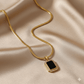 Anti Tarnish Black Square Diamond Pendant Necklace