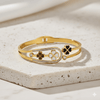 Anti Tarnish Fancy Clover Bangle Bracelet