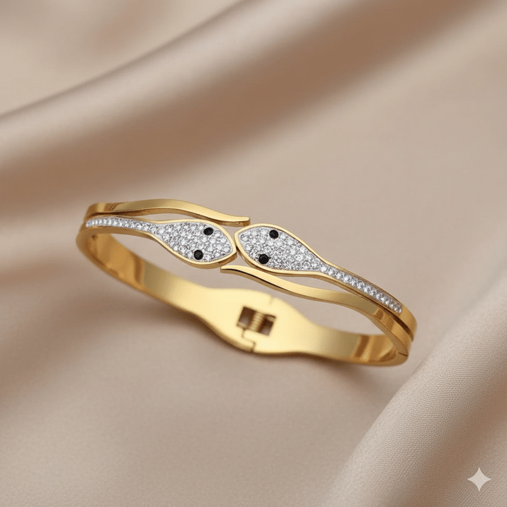Anti Tarnish Fancy Duel Snake Bangle Bracelet