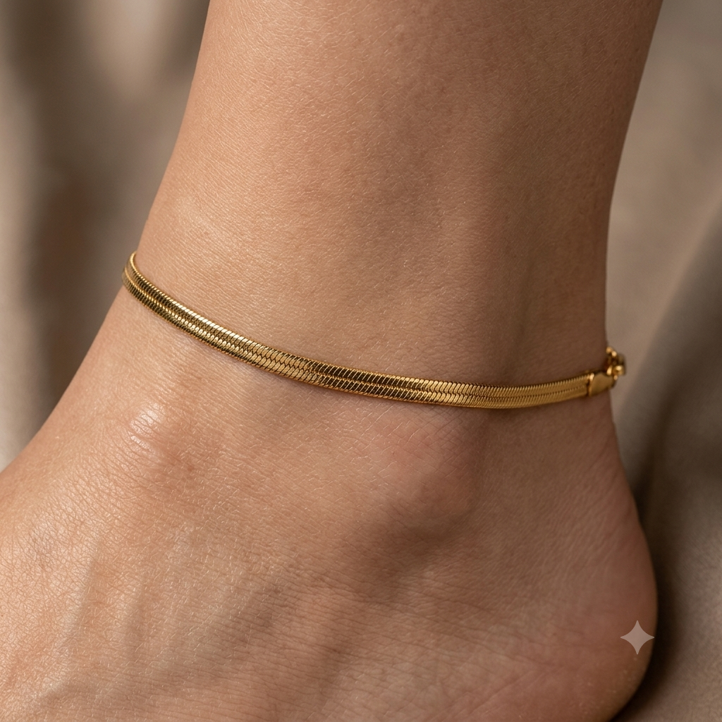 Gold Plated Anti Tarnish Stainless Steel Snake Chain Anklet