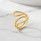 Anti-Tarnish Double Sector Lines Hollow Open Ring