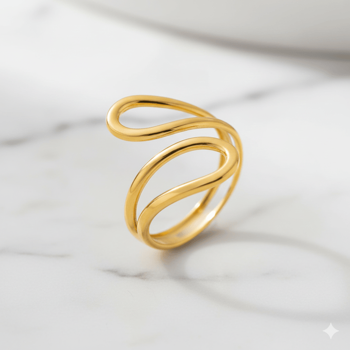 Anti-Tarnish Double Sector Lines Hollow Open Ring