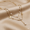 Anti Tarnish Double Layer Butterfly Pendant Chain Necklace