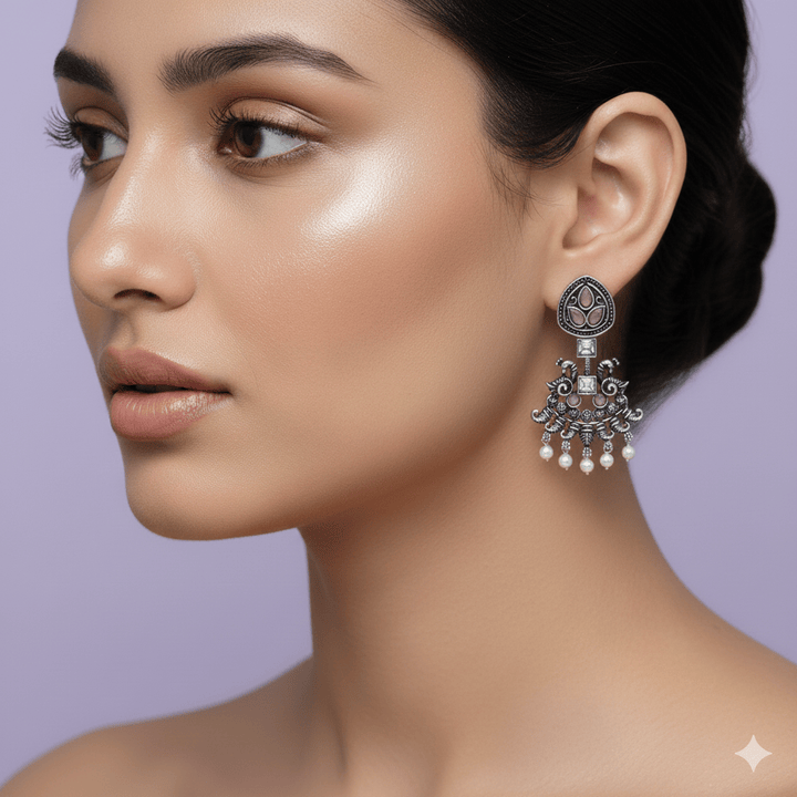 Oxidised Trendy Statement Earring