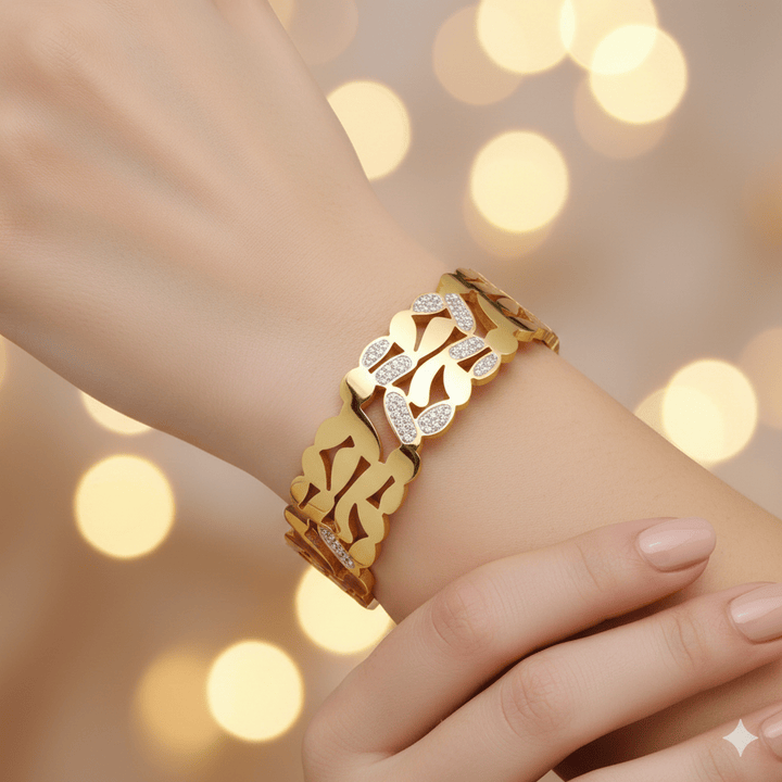 Anti Tarnish Sparkling Thick Bangle Bracelet