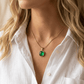 Anti Tarnish Elegant Square Green Emerald Chain Necklace