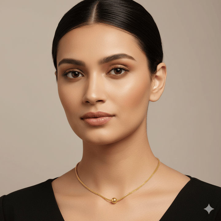 Anti Tarnish Classic Single Golden Beads Chain Necklace