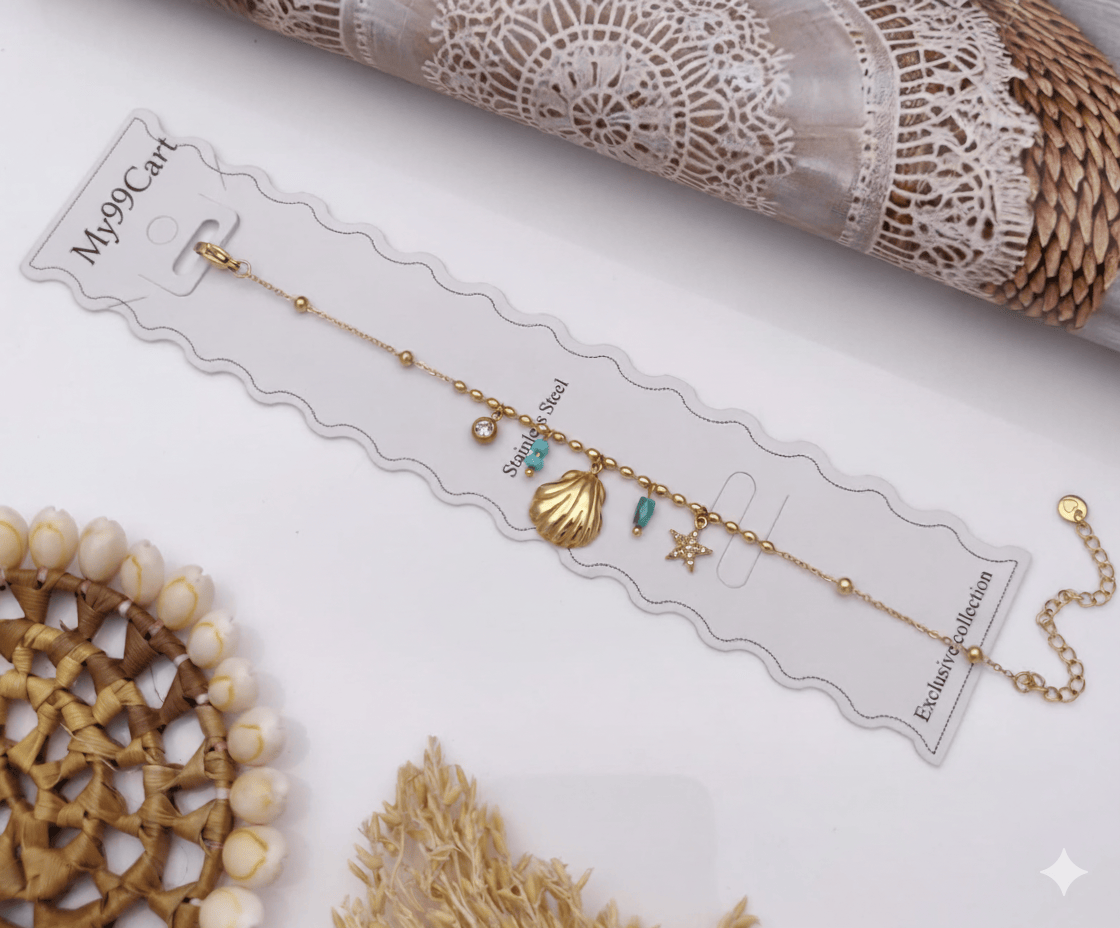 Anti Tarnish Sea Shell & Stones Bracelet