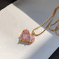 Anti Tarnish Elegant Pink Heart Chain Necklace