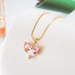 Anti Tarnish Elegant Pink Heart Chain Necklace
