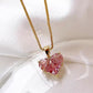 Anti Tarnish Elegant Pink Heart Chain Necklace