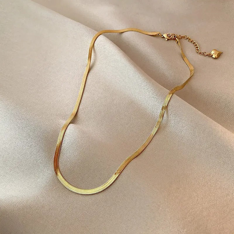 Anti Tarnish Gold Flat Snake Chain