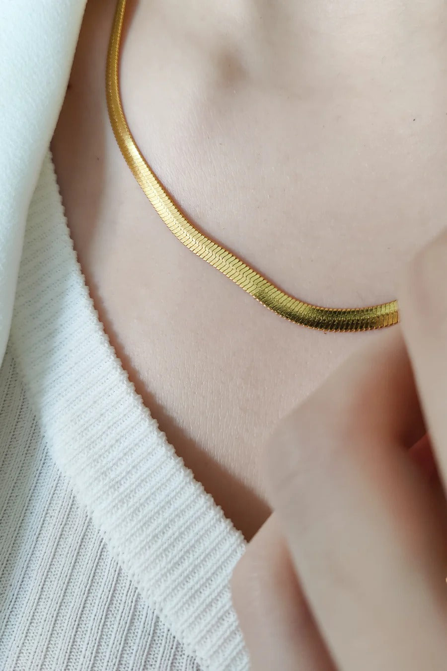 Anti Tarnish Gold Flat Snake Chain