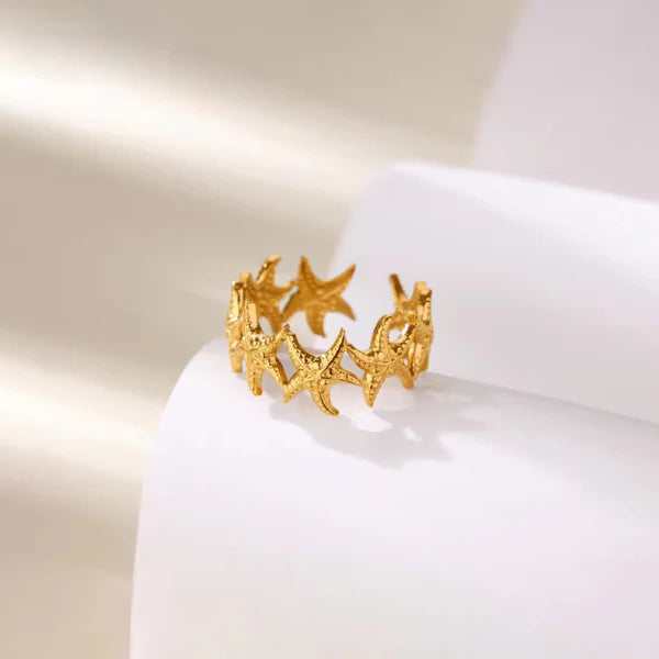 Gold Plated Anti Tarnish Stainless Steel Star Themed Contemporary Ring