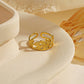 Gold Plated Anti Tarnish Stainless Steel Leaf Themed Contemporary Ring