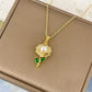 Anti Tarnish Zircon Sunflower Pendant Necklace