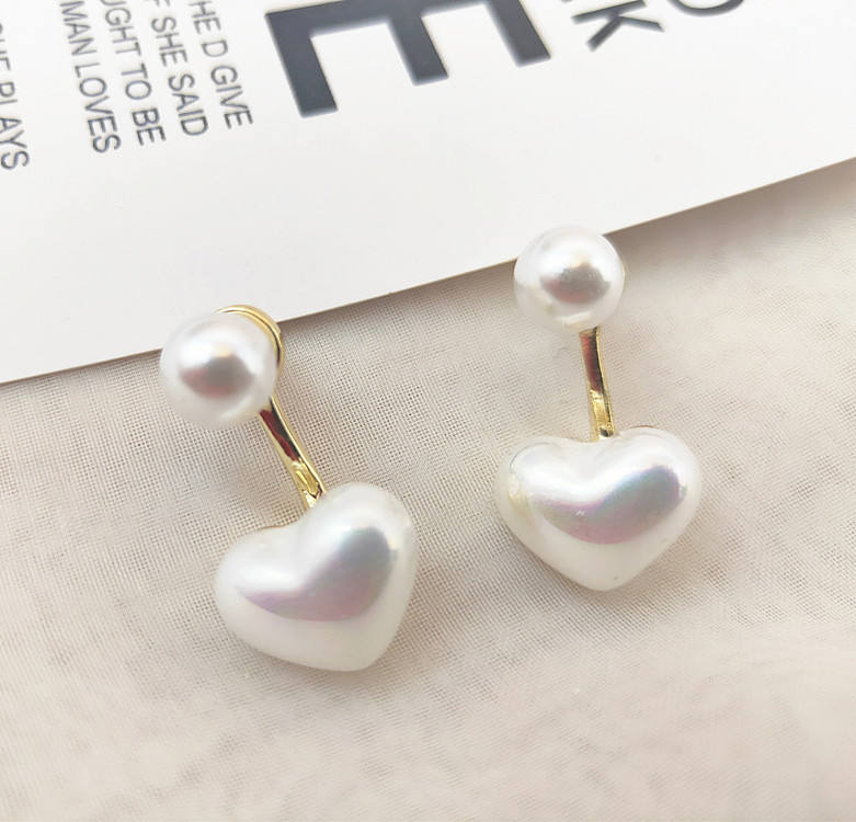 Cute Simple Pearl Heart Earrings