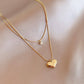 Anti Tarnish Classic Heart Double Layer Chain Necklace