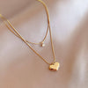 Anti Tarnish Classic Heart Double Layer Chain Necklace