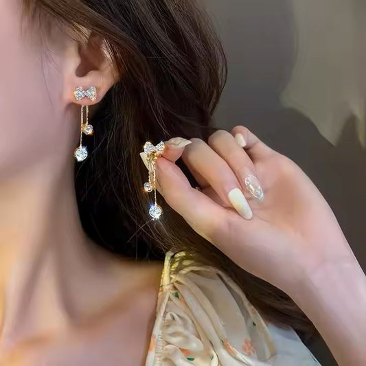 Bow Drop Diamon Earrings