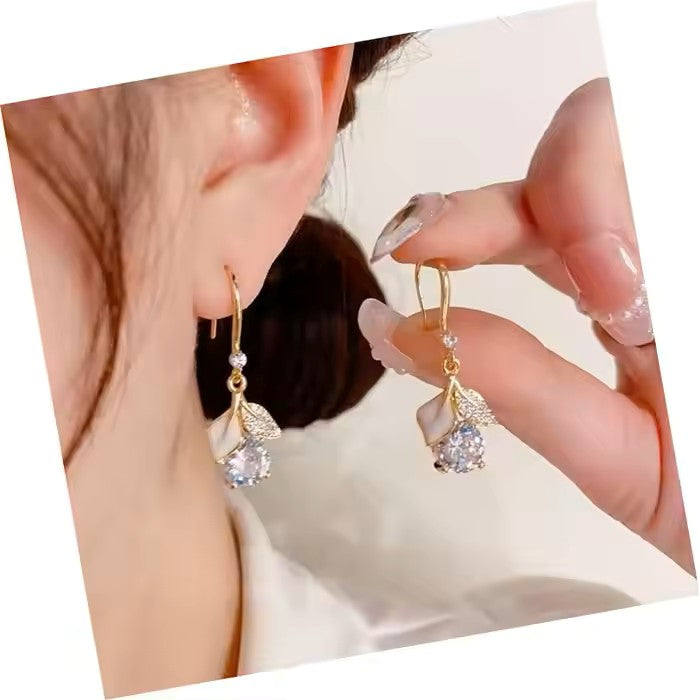 Drop Leaf Diamond Earrings